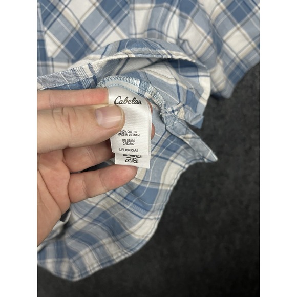 Cabelas All Over Vented Men's Blue Short Sleeve Plaid XL Hiking Fishing Shirt - Picture 6 of 9